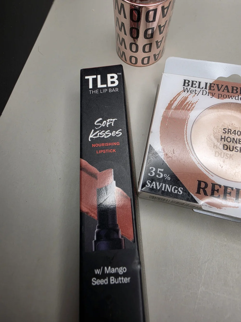 Makeup Set with Neutral Bronze & Honey Shades Eyeshadow, Foundation, Lipstick